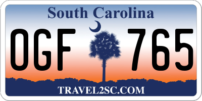 SC license plate OGF765