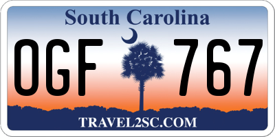 SC license plate OGF767