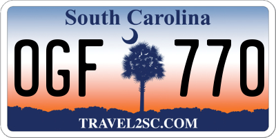 SC license plate OGF770