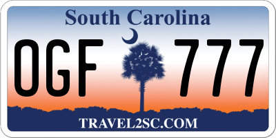 SC license plate OGF777