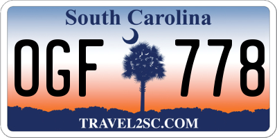 SC license plate OGF778
