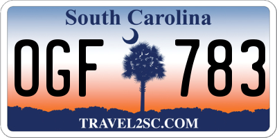 SC license plate OGF783