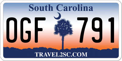 SC license plate OGF791