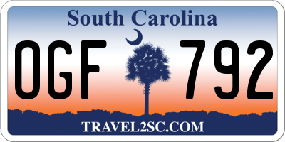 SC license plate OGF792