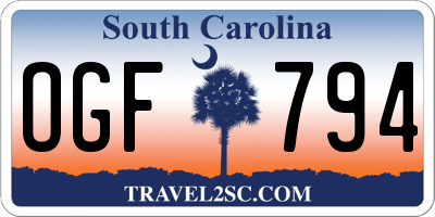 SC license plate OGF794