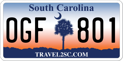 SC license plate OGF801