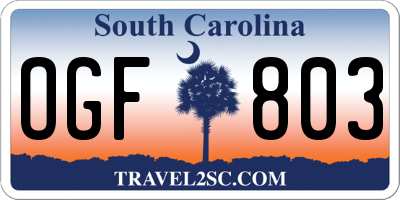 SC license plate OGF803