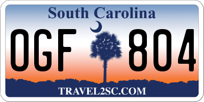 SC license plate OGF804
