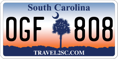 SC license plate OGF808