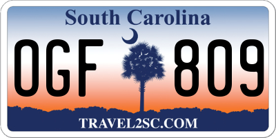 SC license plate OGF809