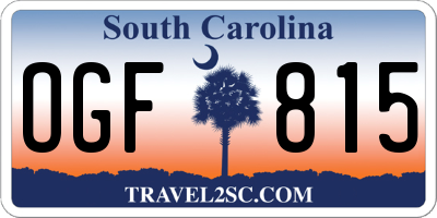 SC license plate OGF815