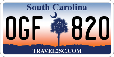 SC license plate OGF820