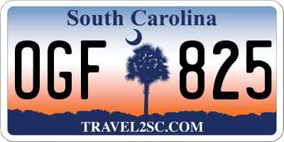 SC license plate OGF825