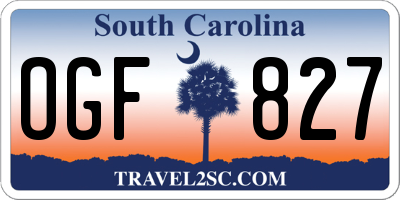 SC license plate OGF827