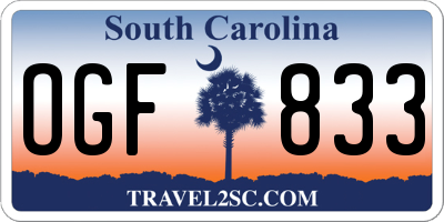 SC license plate OGF833