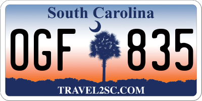 SC license plate OGF835