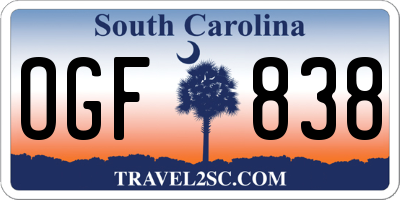 SC license plate OGF838