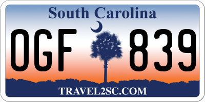 SC license plate OGF839