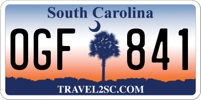SC license plate OGF841