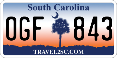 SC license plate OGF843