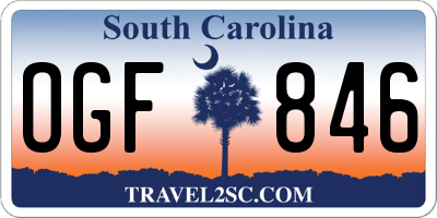 SC license plate OGF846