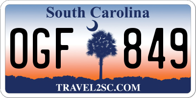SC license plate OGF849