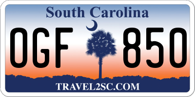 SC license plate OGF850