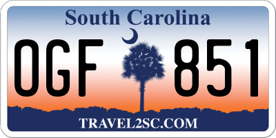 SC license plate OGF851