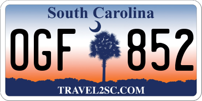 SC license plate OGF852