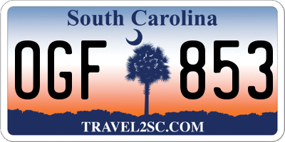 SC license plate OGF853