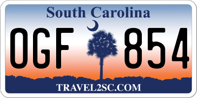 SC license plate OGF854