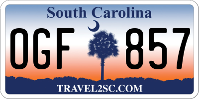 SC license plate OGF857