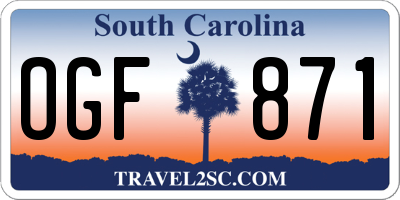 SC license plate OGF871