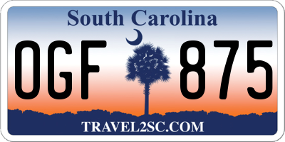 SC license plate OGF875