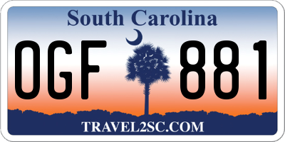 SC license plate OGF881