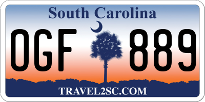 SC license plate OGF889