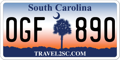 SC license plate OGF890