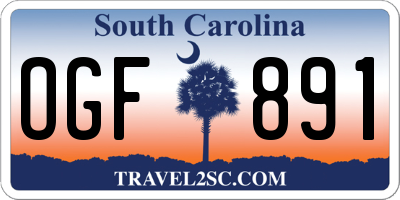 SC license plate OGF891