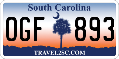 SC license plate OGF893