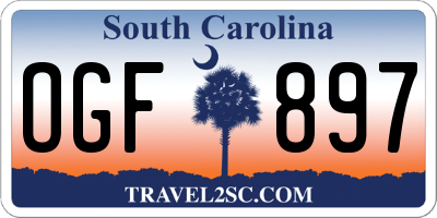 SC license plate OGF897