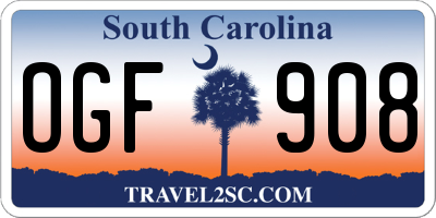SC license plate OGF908