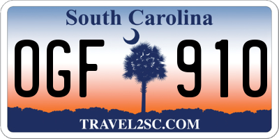 SC license plate OGF910