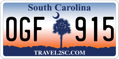 SC license plate OGF915
