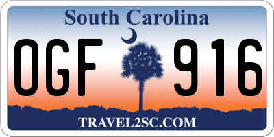 SC license plate OGF916