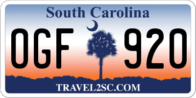 SC license plate OGF920