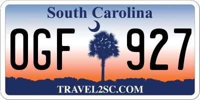 SC license plate OGF927