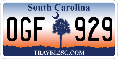 SC license plate OGF929