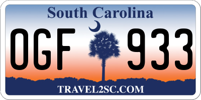 SC license plate OGF933
