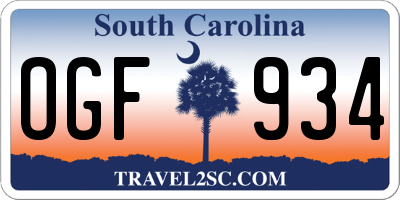 SC license plate OGF934