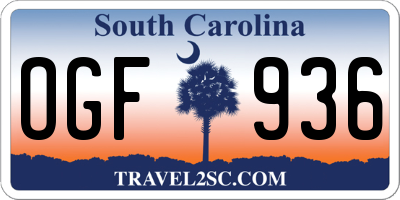 SC license plate OGF936